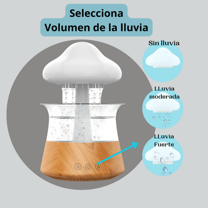 RelaxNube, difusor, humificador con gotas de lluvia relajantes, máquina de aromaterapia con atomización ultrasónica, humidificación con lampara colorida.